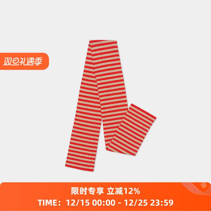 JO GORDON Smooth Narrow Stripe Scarf 羊羔毛彩色细条纹围巾