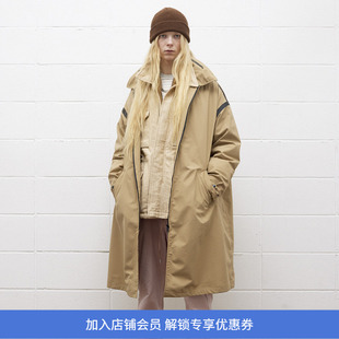 UNUSED 机能风压胶防水中长款连帽风衣外套