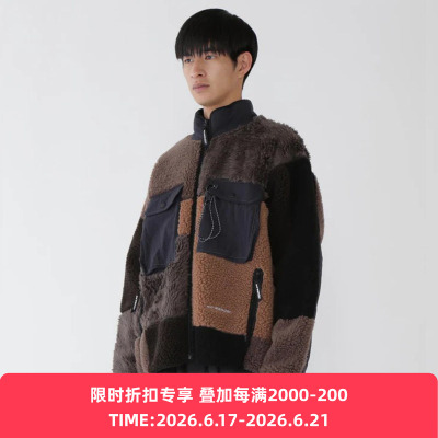 and wander Mix boa jacket 男女中性拼接抓绒夹克 立领外套