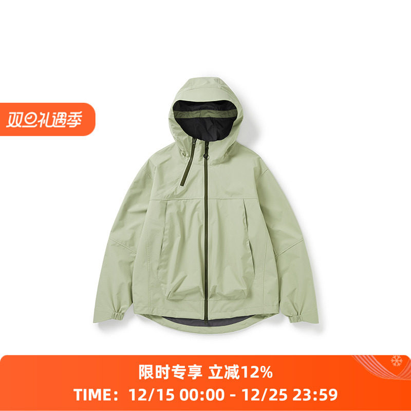 WHEELS and WIND 防泼水防污双拉链宽松廓形冲锋衣 连帽外套