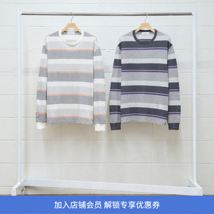 UNUSED Long-sleeve border T-shirt 有机棉水洗加工条纹长袖T恤