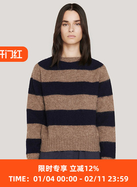 YMC JETS STRIPE CREW KNIT 英国羊羔毛女装圆领条纹毛衣