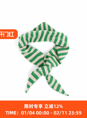 JO GORDON Stripe Triangle Neckerchief 羊羔毛彩色条纹三角围巾