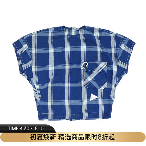and wander indigo check pullover 女装透气抗皱机能性短袖上衣
