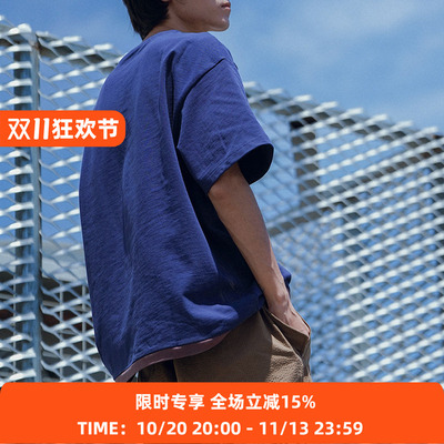 PRIMEE拼色短袖圆领T恤