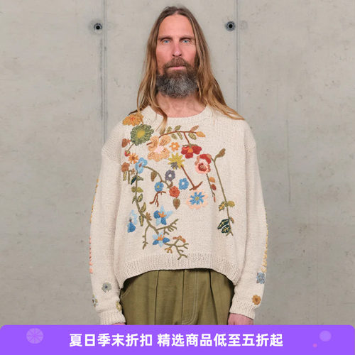 Story mfg PIPER JUMPER KNIT 男女款手工天然染色钩针织花毛衣