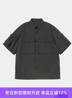 meanswhile Trinity Chambray Safari 机能性面料军事风短袖衬衫