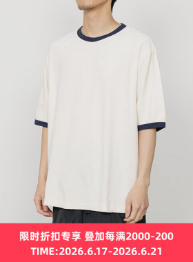 marka RINGER PILE TEE 有机棉毛巾撞色圆领短袖T恤