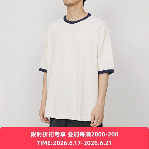 marka RINGER PILE TEE 有机棉毛巾撞色圆领短袖T恤