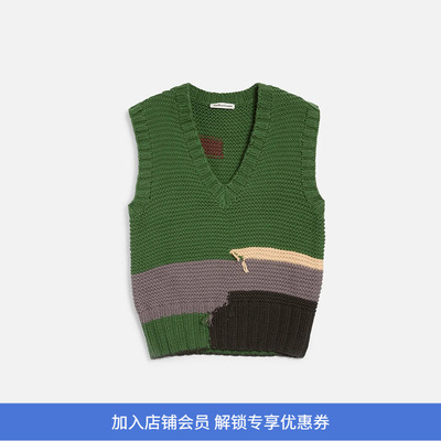 YMC HEIDI VEST 女装手织拼接V领针织背心