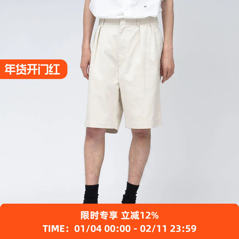 nanamica Double Pleat Chino Shorts男装有机棉混纺宽松廓形短裤,男装,短裤,淘宝优惠券,粉丝福利购,淘宝优惠卷