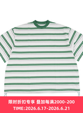 is-ness Border Balloon T-Shirt 条纹宽松气球圆领短袖T恤