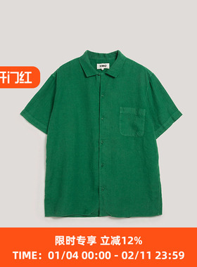 YMC MALICK SHIRT 男装成衣染色水洗亚麻纯色短袖衬衫