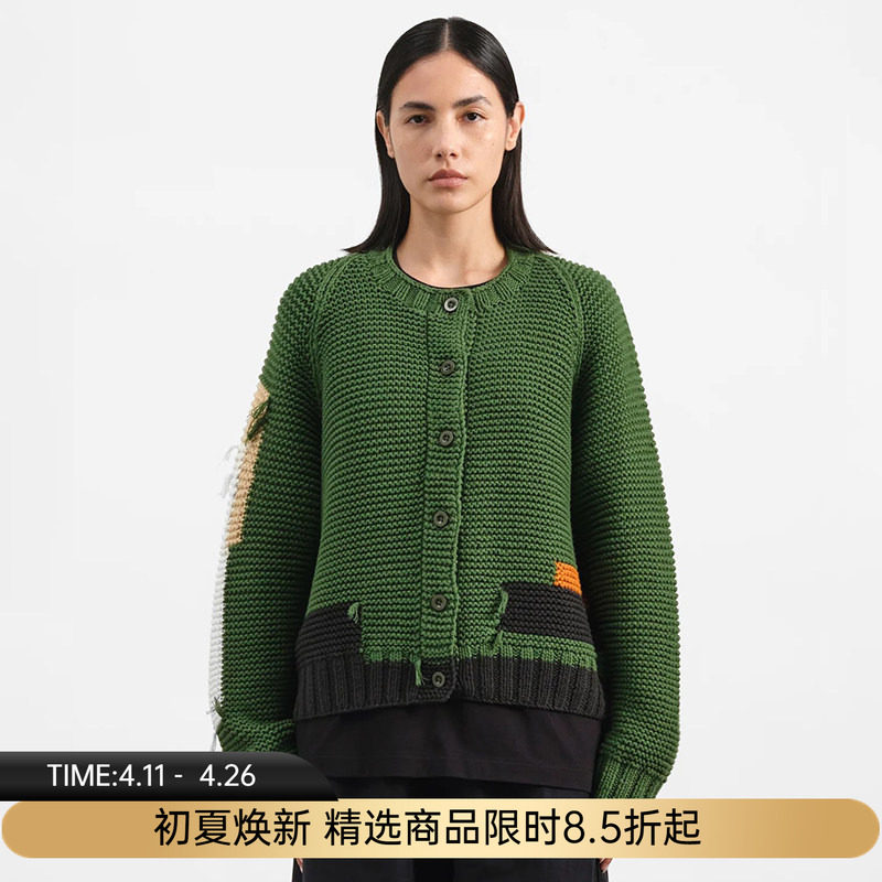 YMC ATOMIC CARDIGAN 女装手织拼接毛衣开衫