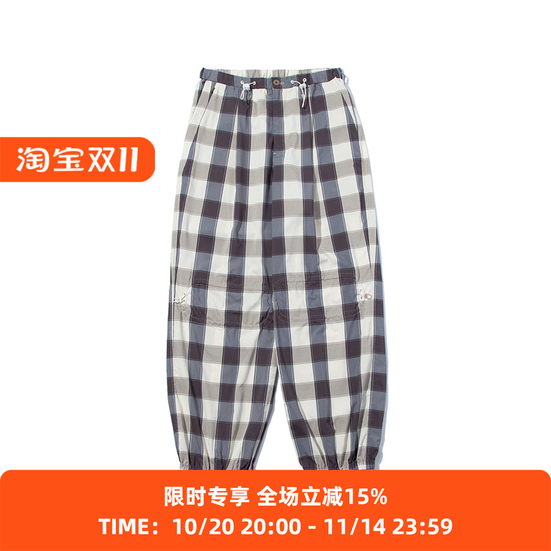 F/CE DOTAIR CHECK STRING TROUSERS 吸湿速干宽松格子休闲长裤