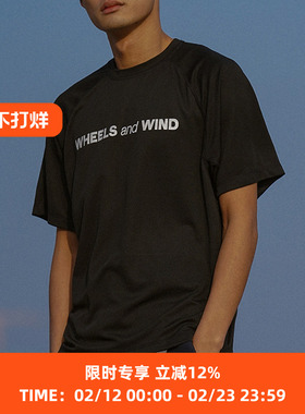 WHEELS and WIND 男女款速干LOGO运动短袖圆领T恤