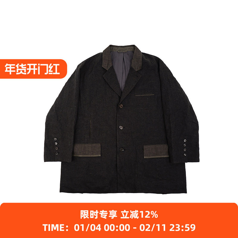 山也 郝 毛麻拼接西装外套,男装,休闲西服,淘宝优惠券,粉丝福利购,淘宝优惠卷