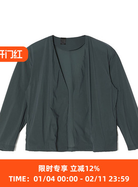 N.HOOLYWOOD COLLARLESS BLOUSON宽松廓形弹力塔夫绸无领开襟夹克