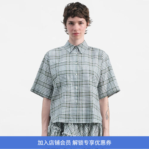 YMC EVA SHIRT 女装宽松廓形格子短袖衬衫