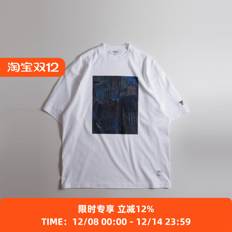 FDMTL PRINTED BORO TEE 拼接印花短袖圆领T恤