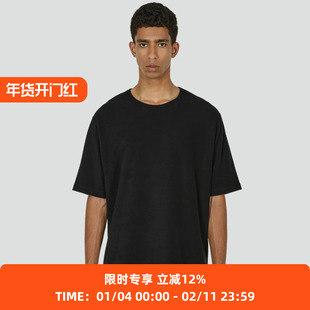 JLAL KARST T-SHIRT 意大利制纯色不规则下摆圆领短袖T恤