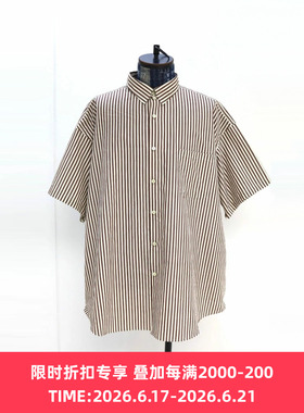 is-ness Tab Color Vent Short-Sleeve Shirt 宽松条纹短袖衬衫