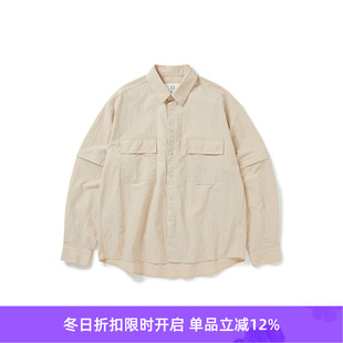 子可脱卸机能性衬衫 WHEELS 竹节皱盐缩尼龙袖 WIND and