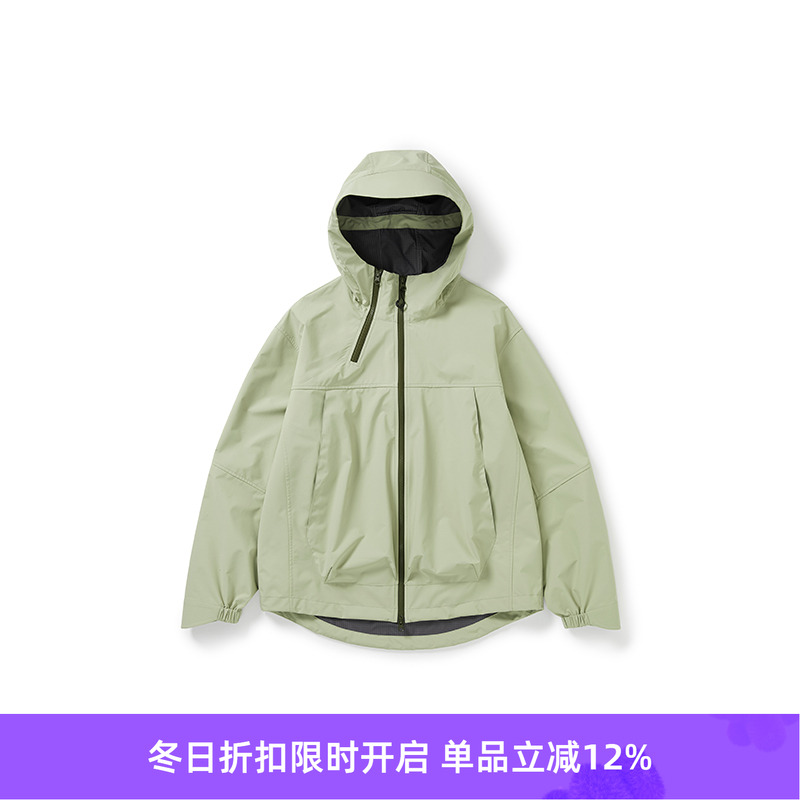 WHEELS and WIND 防泼水防污双拉链宽松廓形冲锋衣 连帽外套