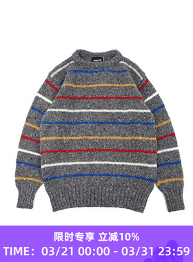 Howlin SIX BLADE KNIT 男女中性款条纹绵羊毛圆领毛衣
