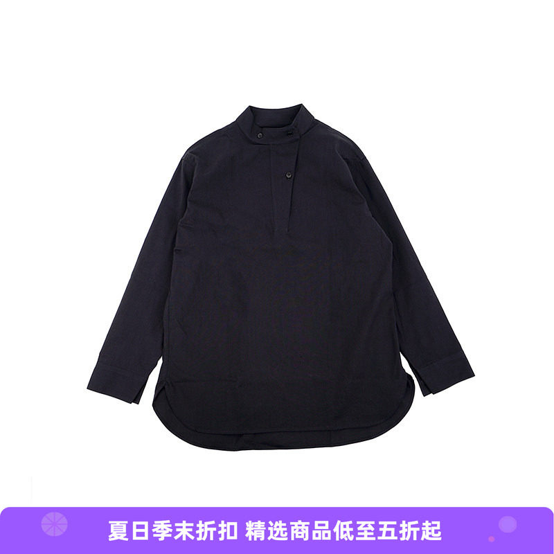 STUDIO NICHOLSON HALF PLACKET GRANDAD COLLAR女装立领垂坠衬衫 - 实物图
