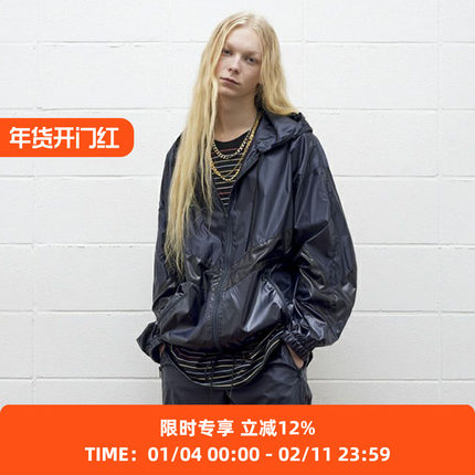 UNUSED 高密度尼龙复古风男女运动夹克连帽外套