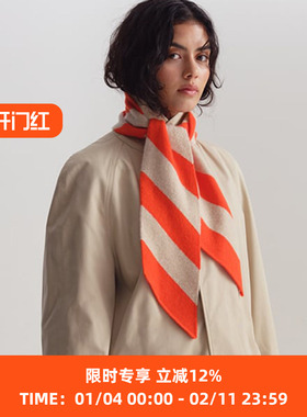 JO GORDON Small Diagonal Stripe Scarf 羊羔毛对角线条纹围巾