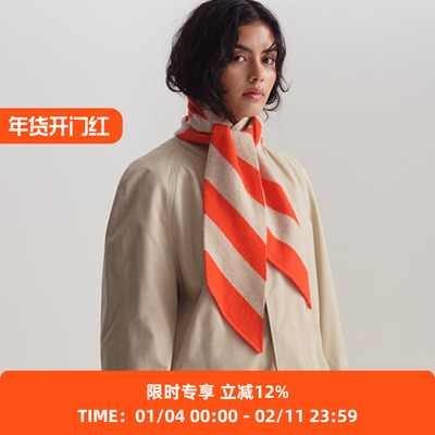 JO GORDON Small Diagonal Stripe Scarf 羊羔毛对角线条纹围巾