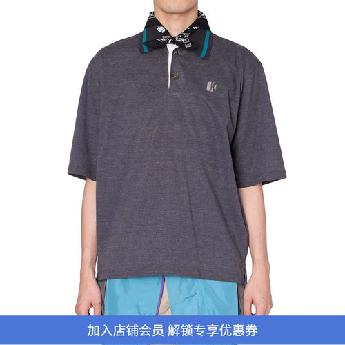 kolor Polo 丝巾拼接复古短袖POLO衫