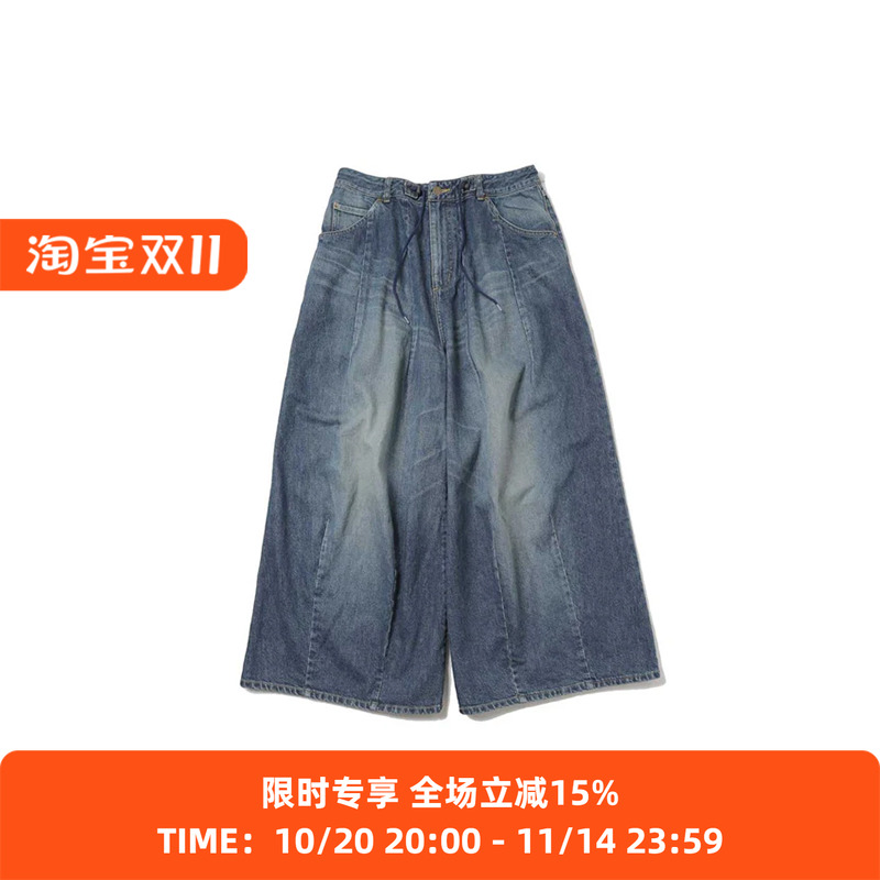 Needles H.D. Buggy Pant 12OZ水洗做旧男女款牛仔直筒阔腿裤