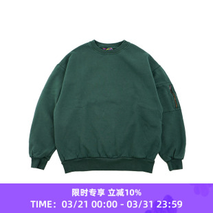 ness NECK PIGMENT CREW 成衣染色宽松廓形圆领套头卫衣 DYED