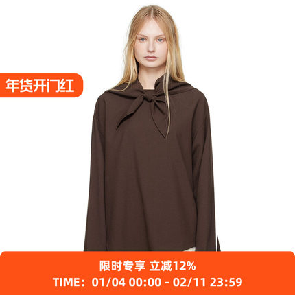 STUDIO NICHOLSON ASSYMETRIC HEM女式丝绸垂坠上衣 带丝巾可脱卸