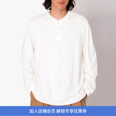 hobo水洗天竺棉亨利领长袖T恤