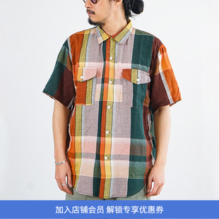 orslow SHORT SLEEVE ORIGINAL CHECK WORK 棉麻工装短袖格子衬衫