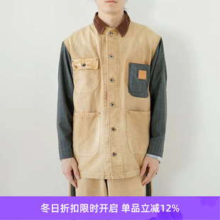 Vintage 手工拼接REMAKE复古工装 effect coat 夹克 work KHOKI