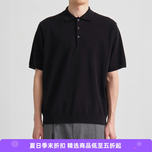 ATON COTTON WASHI KNIT HALF SLEEVE POLO 和纸棉混纺针织POLO衫