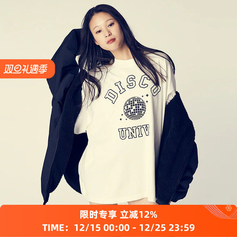 is-ness DISCO UNIV. T-SHIRT 音乐系列廓形短袖T恤 迪斯科大学