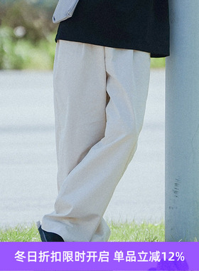 PRIMEE 宽松直筒休闲纯色长裤 休闲裤男