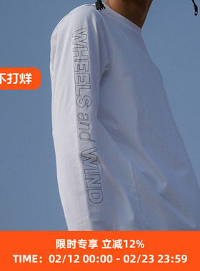 WHEELS and WIND 男女款杜邦索罗娜印花字母长袖运动套头T恤