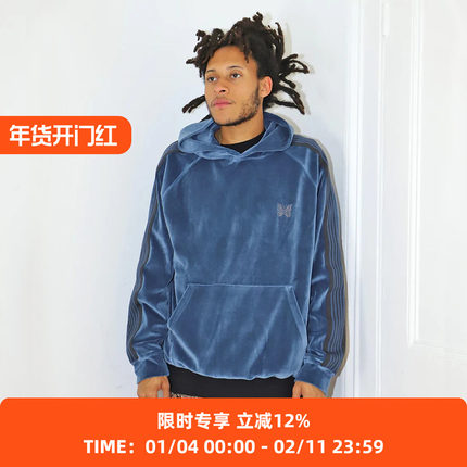 Needles Track Hoody - C/Pe Velour 蝴蝶刺绣天鹅绒复古连帽卫衣