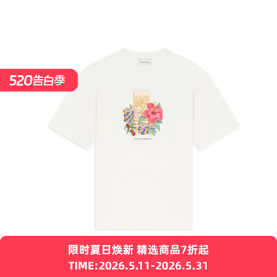 Drole De Monsieur T-shirt Hibiscus Club法式度假风圆领短袖T恤