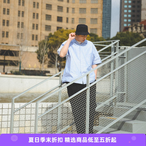 PRIMEE宽松工装短袖翻领衬衫