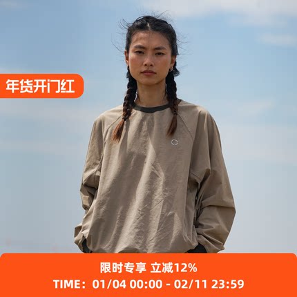 WHEELS and WIND 男女款 套头机能性长袖圆领运动卫衣