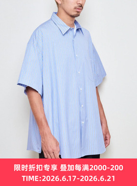 is-ness SLEEVE SHIRT THOMAS MASON面料 侧开拉链廓形短袖衬衫
