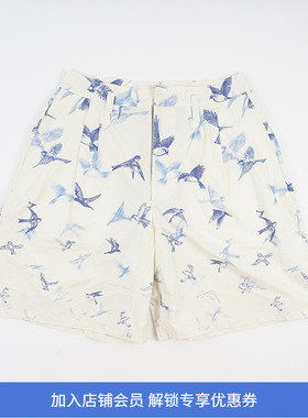 SHINYAKOZUKA TACK SHORTS 渐变雀鸟印花白色短裤 日本制